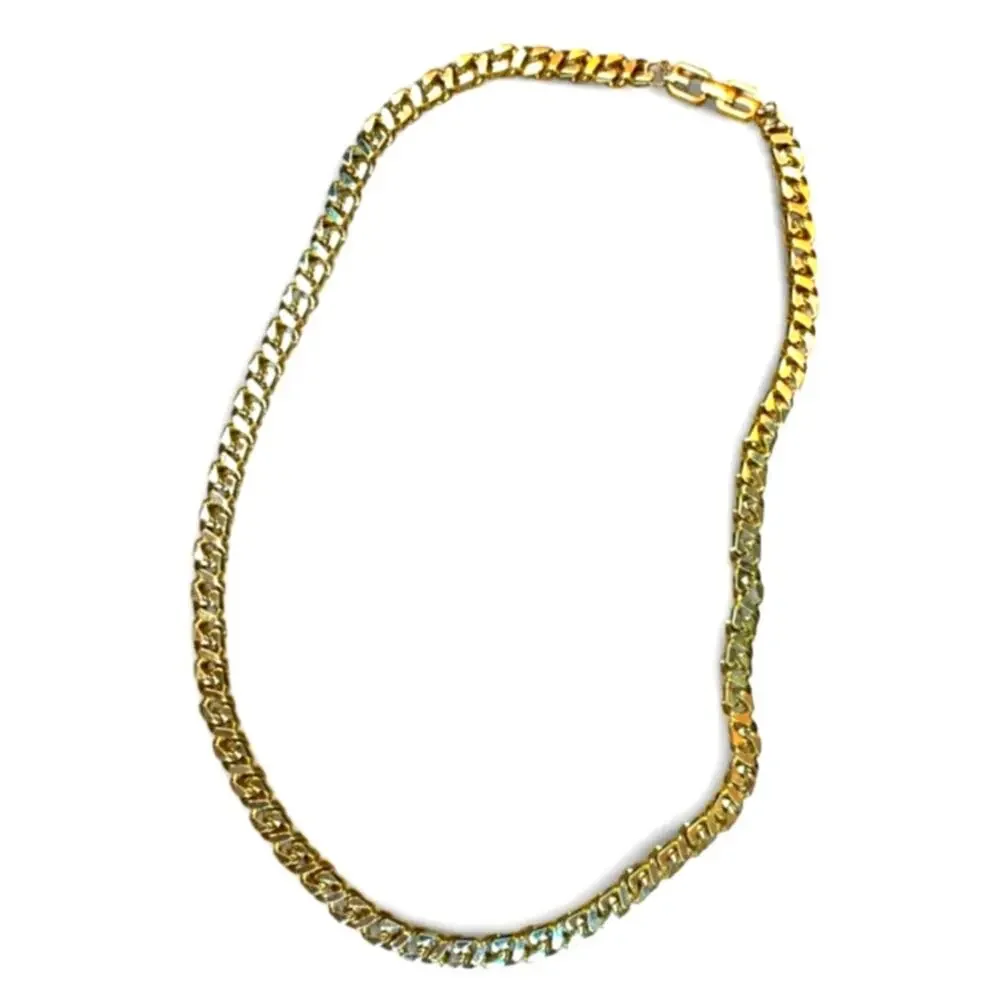 Vintage Givenchy Gold Tone Cuban Link Chain Necklace 32” Heavy Unisex
